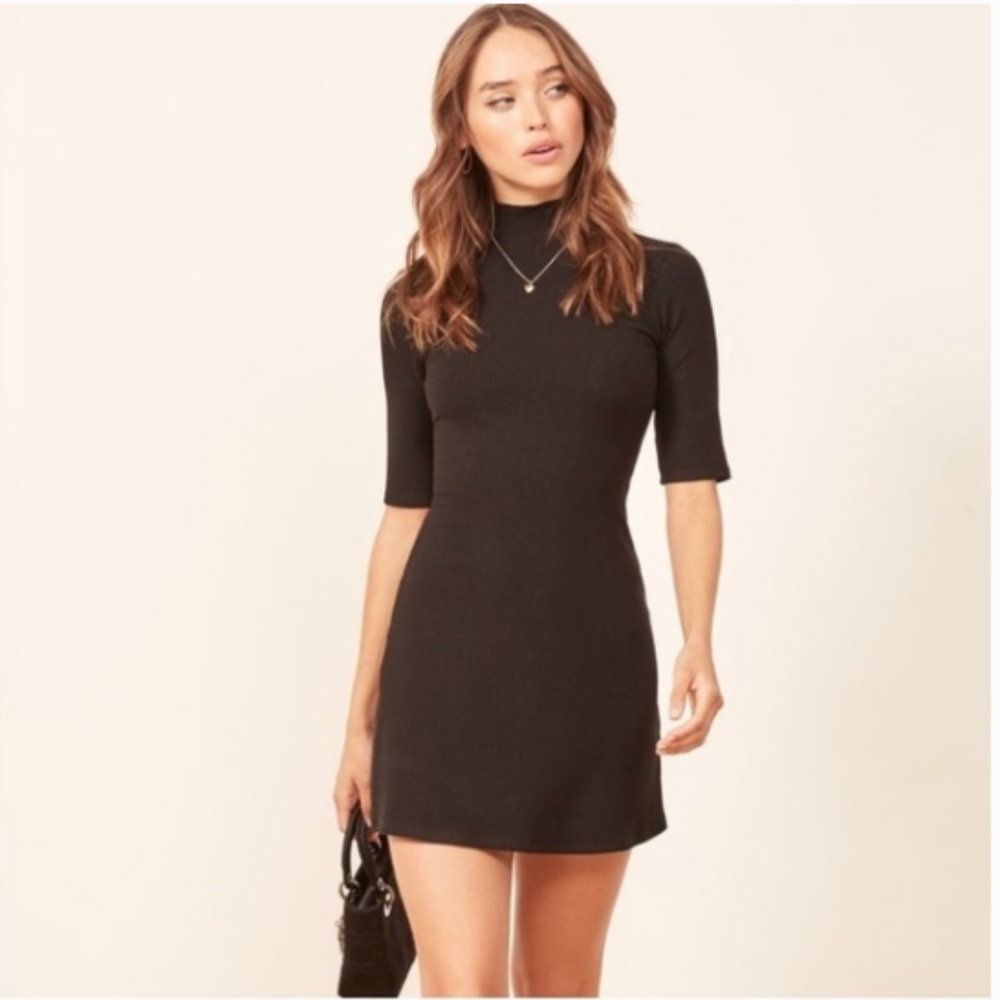 Reformation Mod Sweater Dress Black
